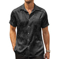Men's Satin Jacquard Short-Sleeve Shirt with Collar