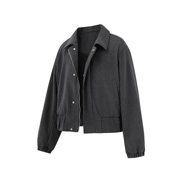 Button Front Cropped Casual Jacket