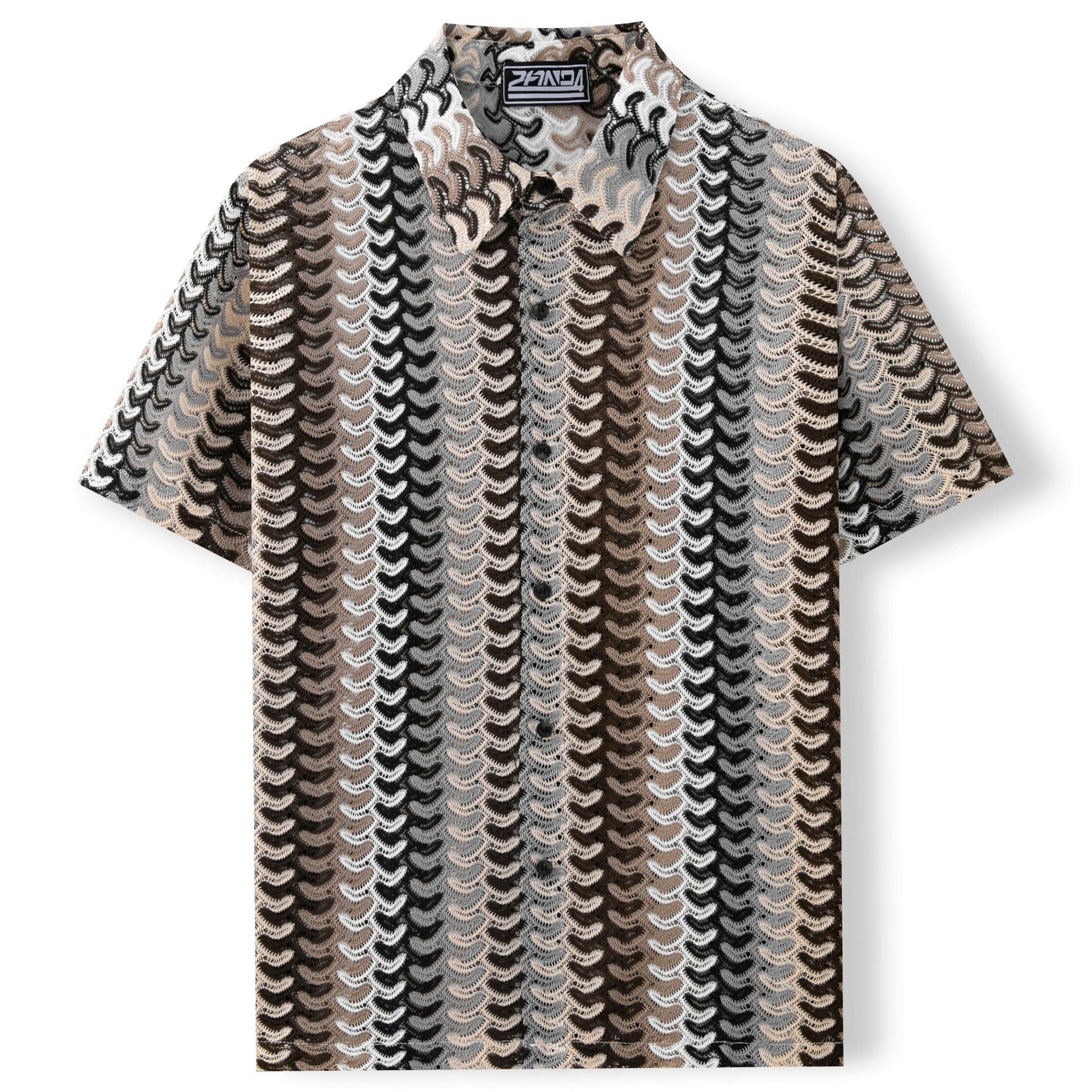 Men's Iridescent Cut-Out Knit Shirt