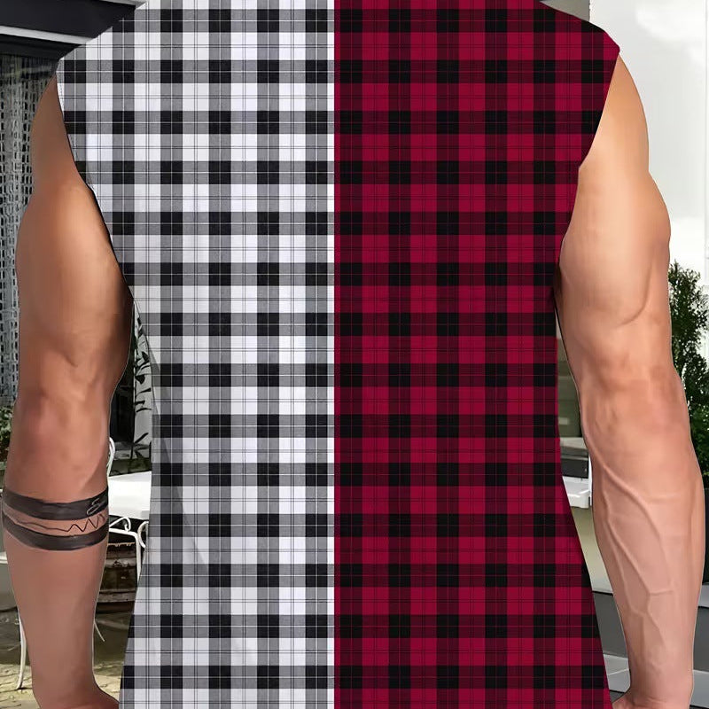 Printed Plaid Quick-Dry Fitness Tank Top