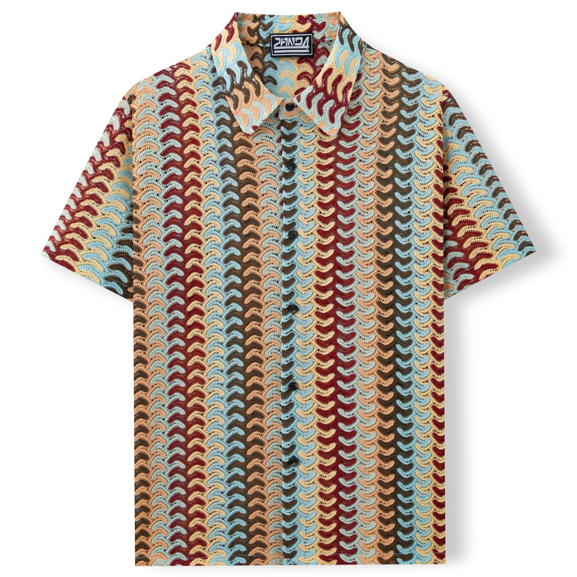Men's Iridescent Cut-Out Knit Shirt