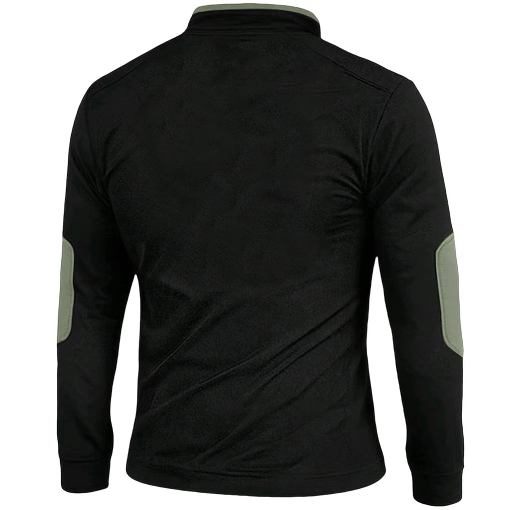 Men's V-neck color-block polo shirt