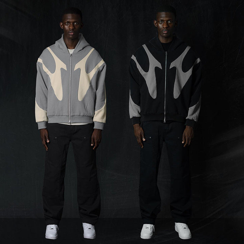 Streetwear Color Block Full Zip Hoodie