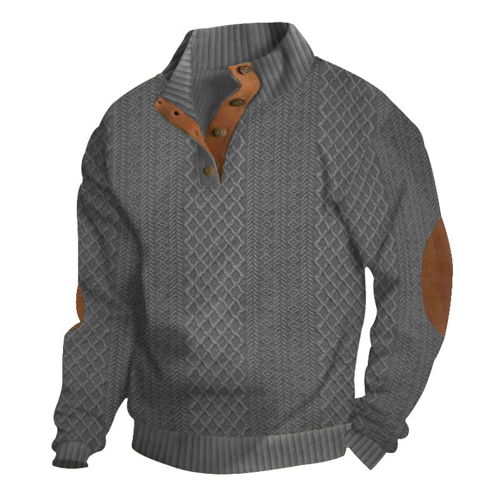 Jacquard knit embroidered sweatshirt