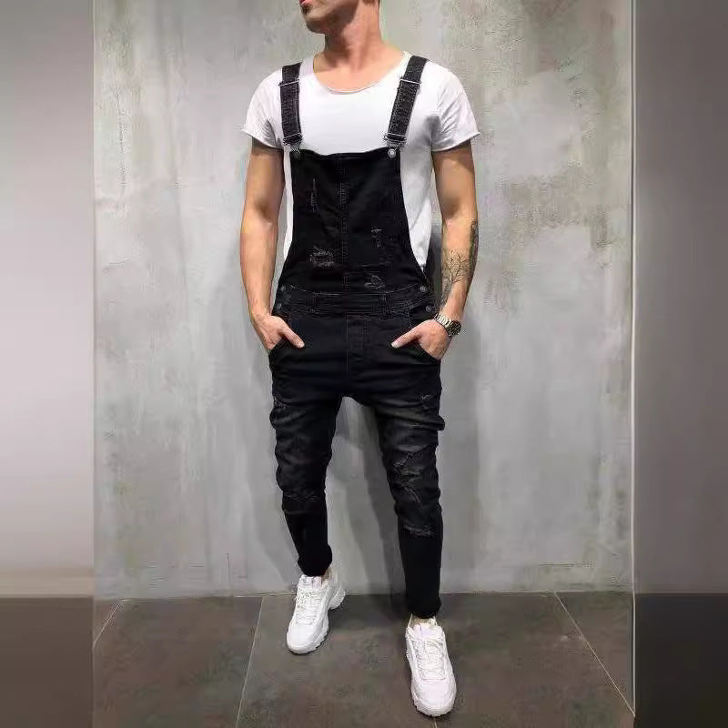 Casual Adjustable Strap Denim Jumpsuit