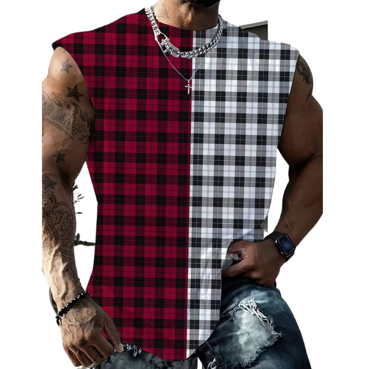 Printed Plaid Quick-Dry Fitness Tank Top