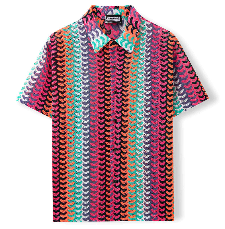 Men's Iridescent Cut-Out Knit Shirt