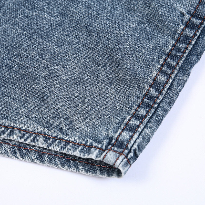 Vintage Multi Pocket Thin Cotton Denim Work Shirt