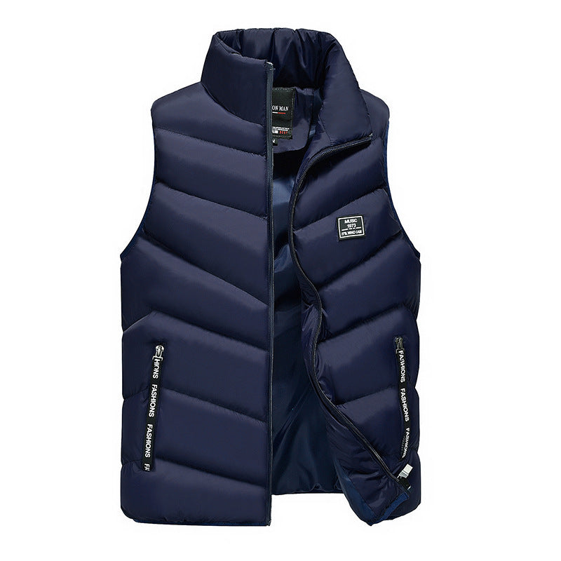 Stand-up collar solid color down vest