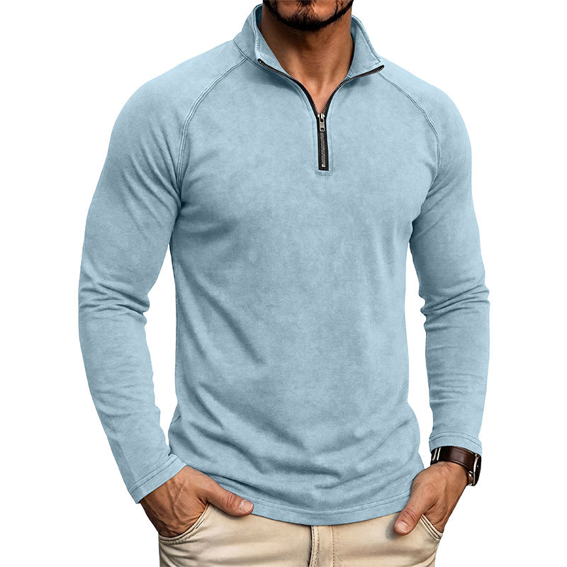 Distressed stand-up collar quick-drying shirt
