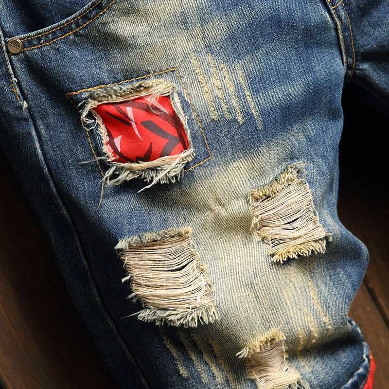 Retro washed distressed denim shorts