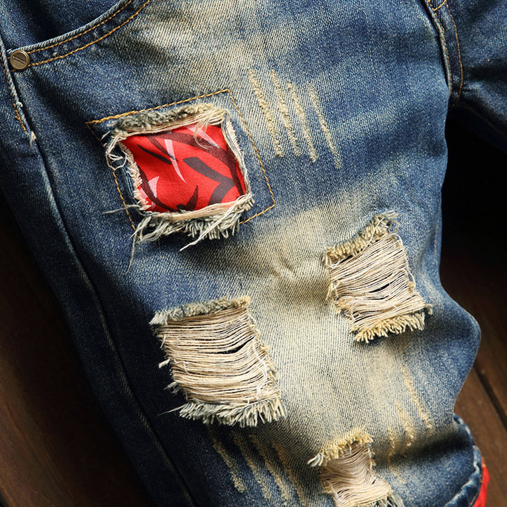 Retro washed distressed denim shorts