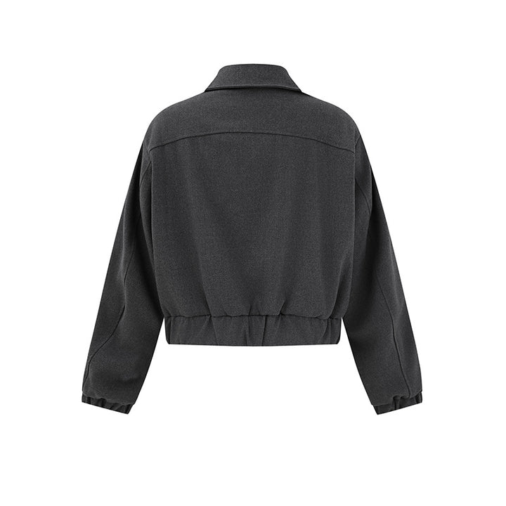 Button Front Cropped Casual Jacket