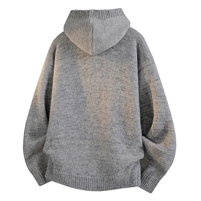 Men Hooded Knit Cardigan Sweater