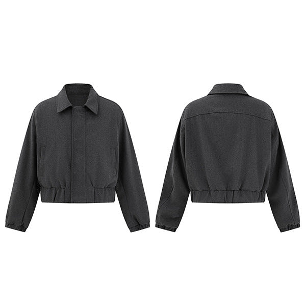 Button Front Cropped Casual Jacket