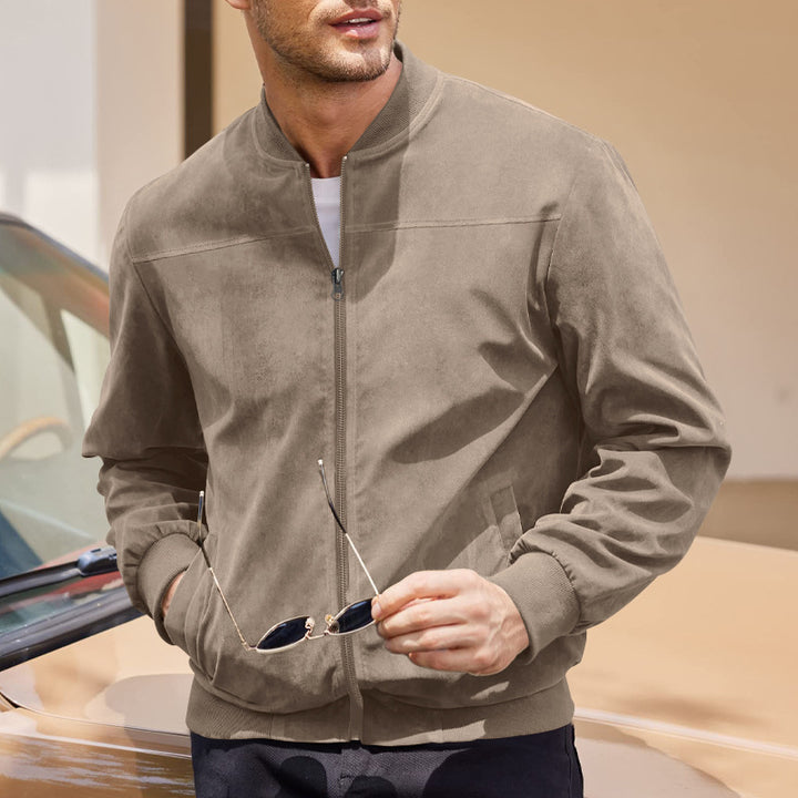 Casual Stand Collar Zip-Up Bomber Jacket