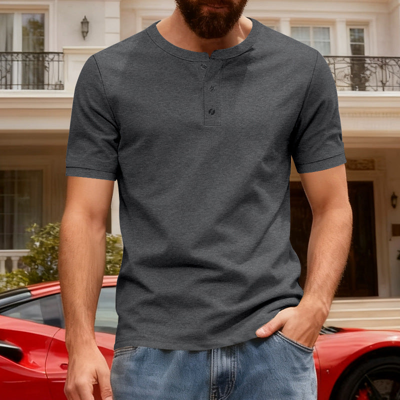 Loose-fitting retro Henley shirt
