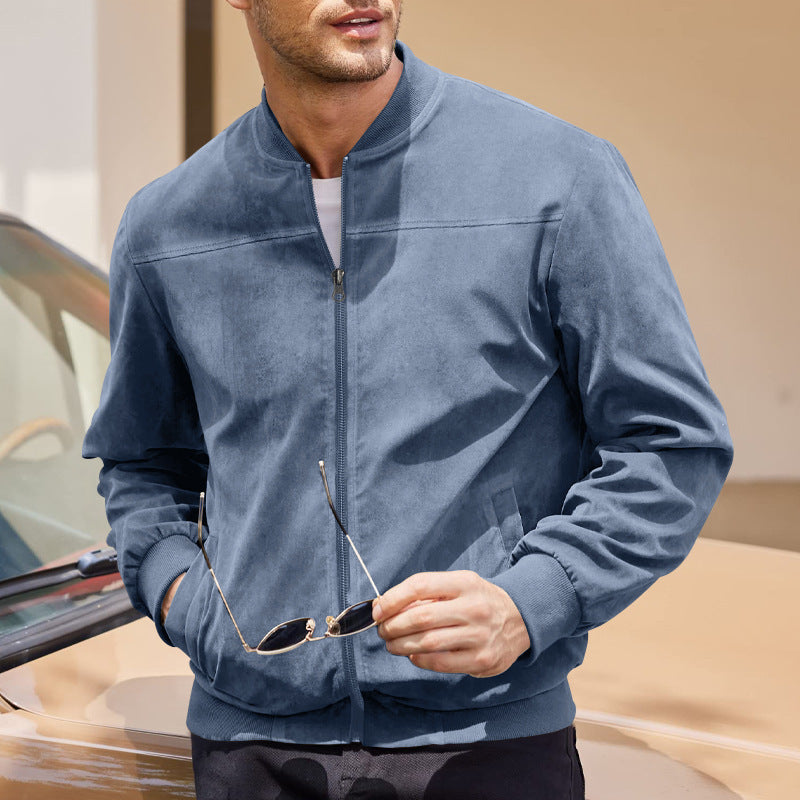 Casual Stand Collar Zip-Up Bomber Jacket