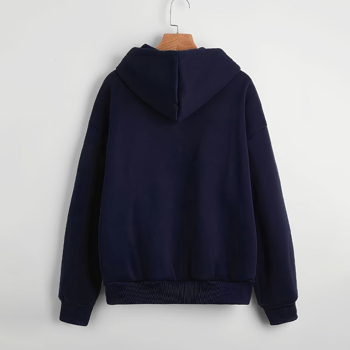 Loose-fit hooded zip-up jacket