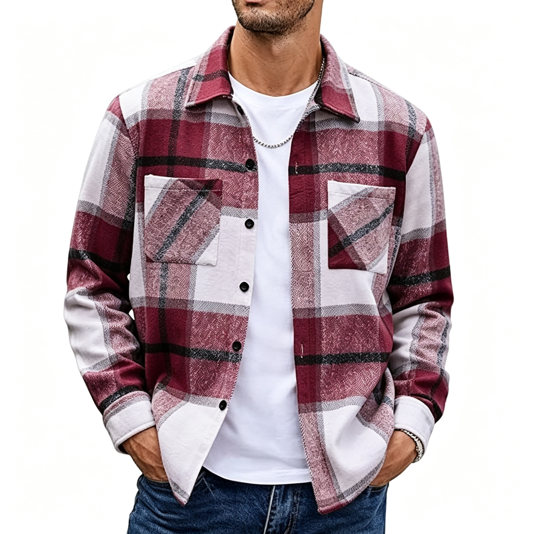 Plaid Long Sleeve Button Down Shirt Jacket