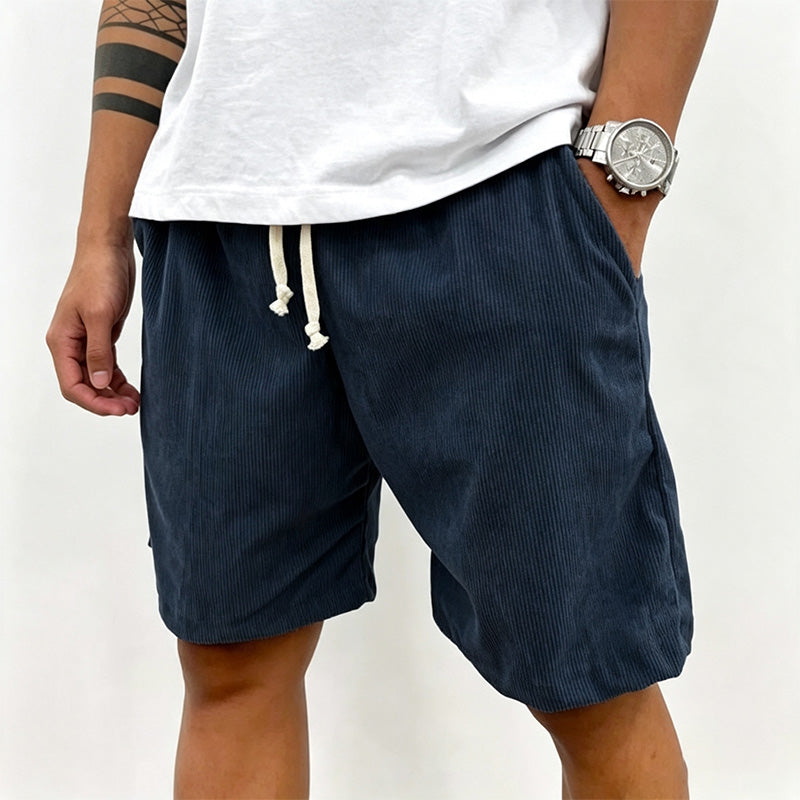 Men's lace-up corduroy athletic shorts