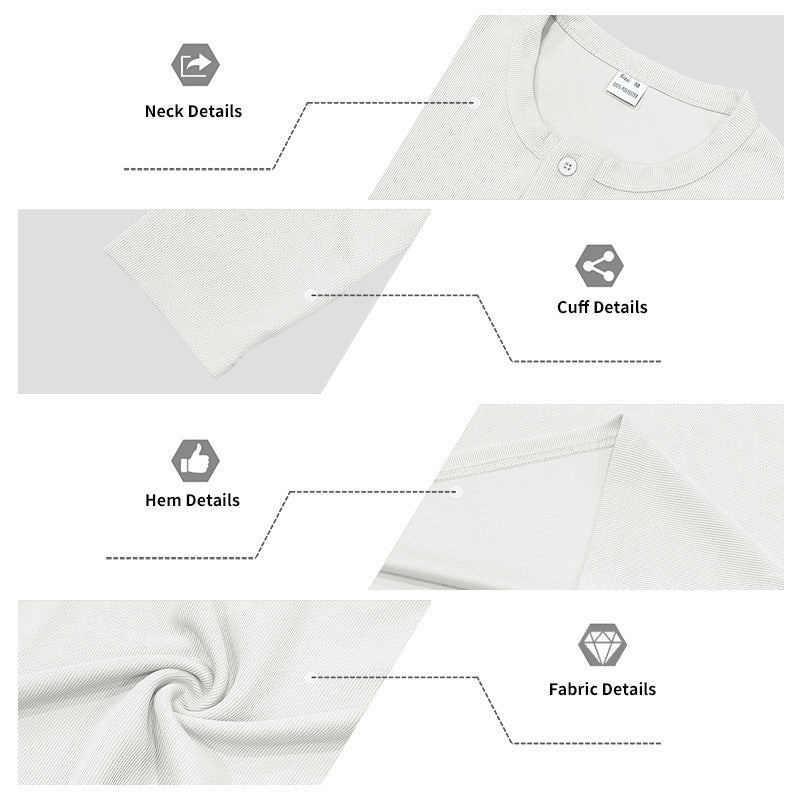 Ribbed Henley Long Sleeve Casual Base Shirt