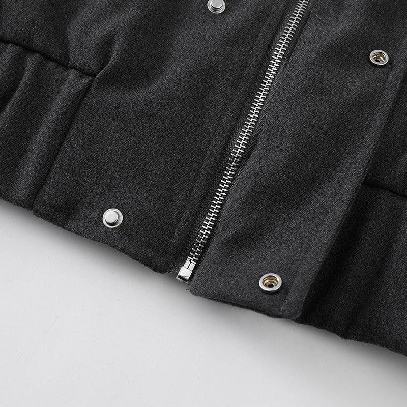 Button Front Cropped Casual Jacket