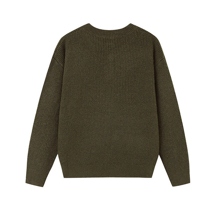 Lazy Fit Henley Knit Sweater For Autumn Winter