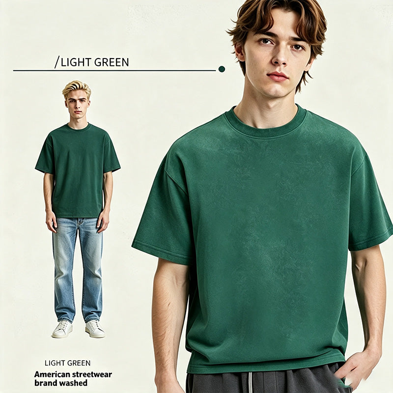 Distressed loose-fit pure cotton T-shirt
