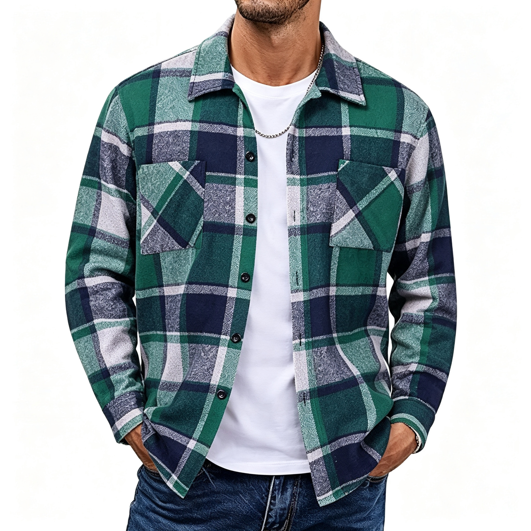 Plaid Long Sleeve Button Down Shirt Jacket