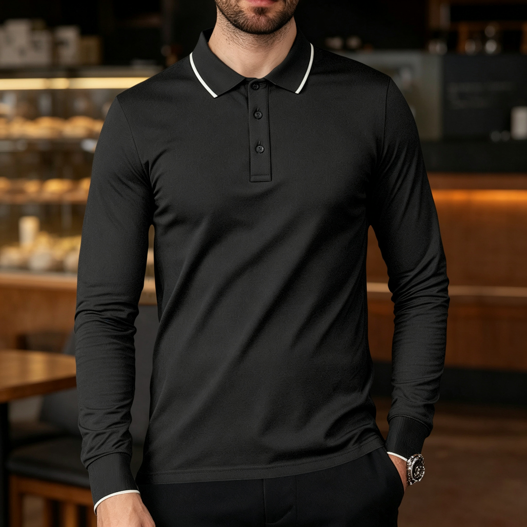 Long Sleeve Lightweight  Lapel Polo Shirt
