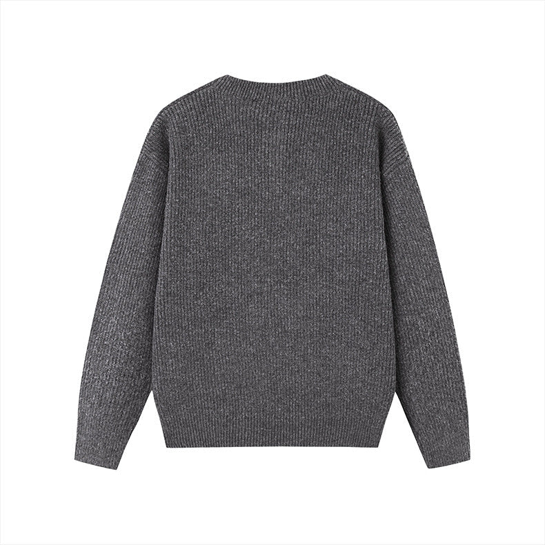 Lazy Fit Henley Knit Sweater For Autumn Winter