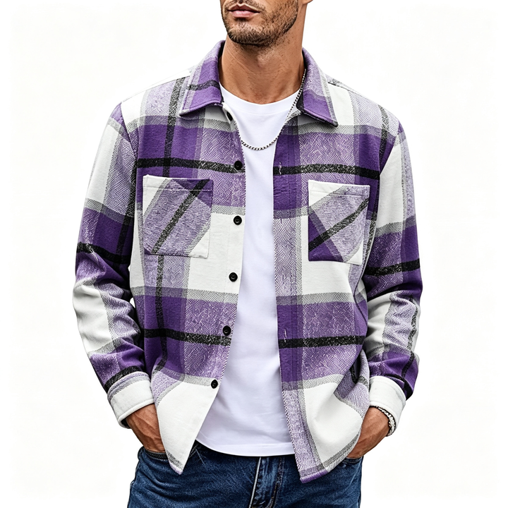 Plaid Long Sleeve Button Down Shirt Jacket