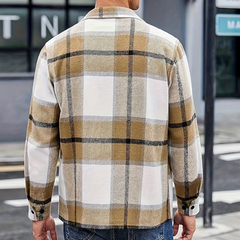 Collared plaid shirt coat