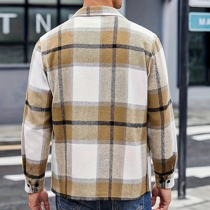 Collared plaid shirt coat