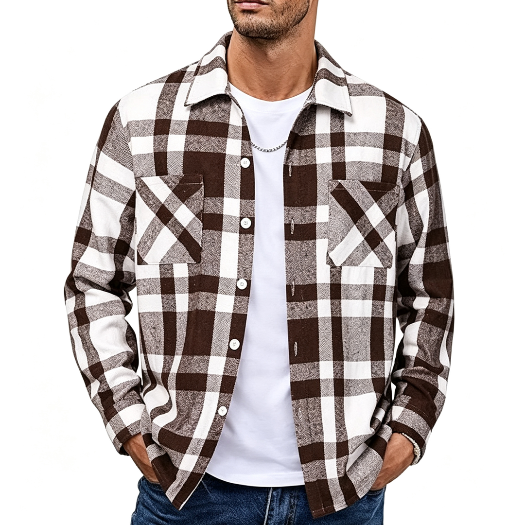 Plaid Long Sleeve Button Down Shirt Jacket