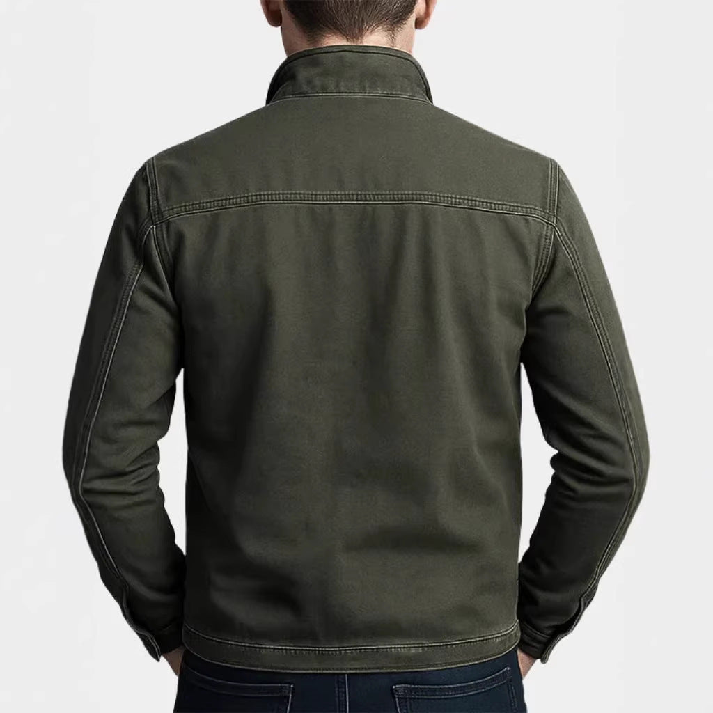 Vintage Washed Stand Collar Work Jacket