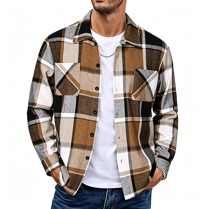 Plaid Long Sleeve Button Down Shirt Jacket