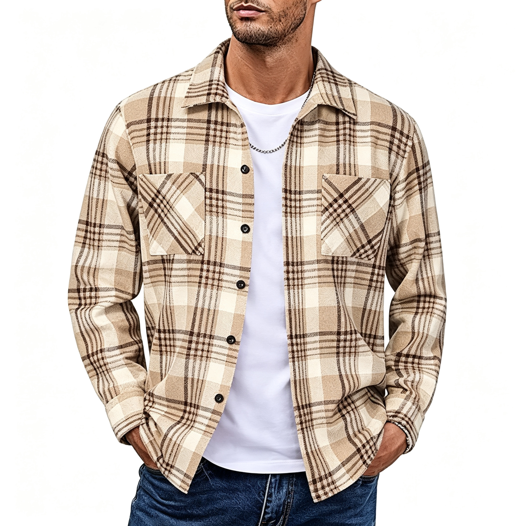 Plaid Long Sleeve Button Down Shirt Jacket