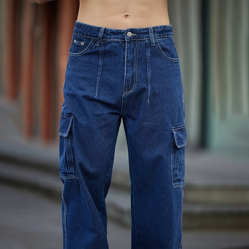 Men's wide-leg utility jeans