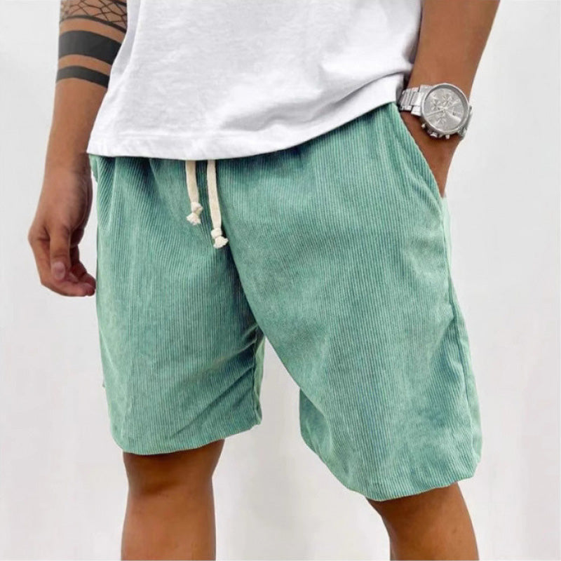 Men's lace-up corduroy athletic shorts