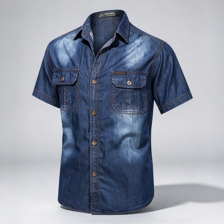 Vintage Multi Pocket Thin Cotton Denim Work Shirt