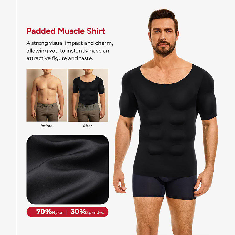 Men Body Shaper Padded Muscle Shirt