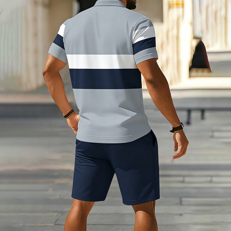 Men's Short-Sleeve Polo Shirt and Shorts Set
