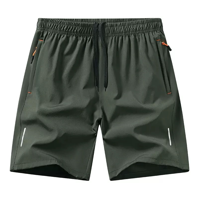 Quick-drying, elastic waistband, lightweight and stretchy; suitable for fitness training and running; features zippered pockets.