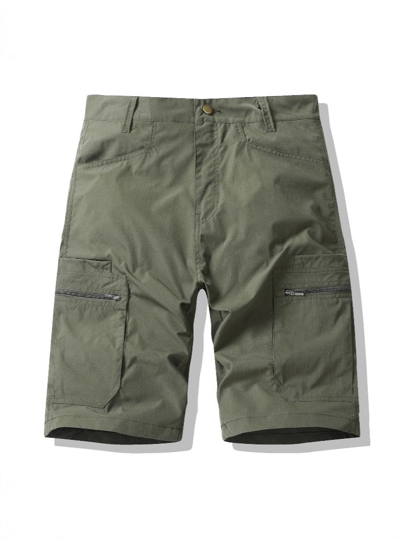 Men's Big & Tall Hiking Cargo Shorts – Zippered Pockets, Breathable & Casual, Elastic Waistband