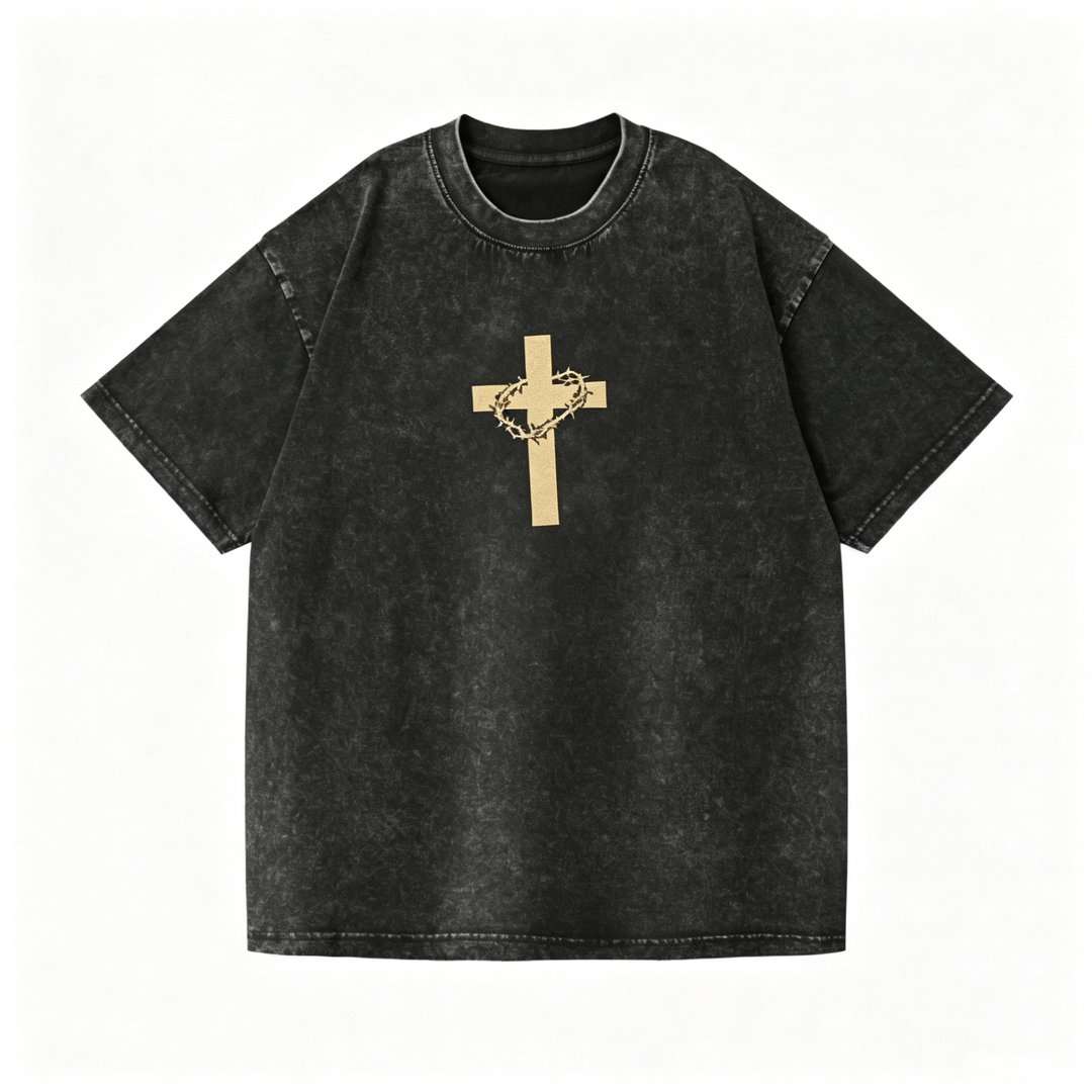 Washed Cross Thorn Crown Short Sleeve