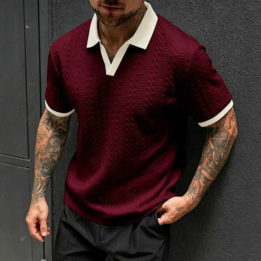 Casual Knitted Short-Sleeve Polo Shirt