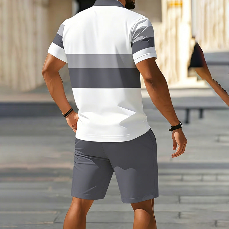 Men's Short-Sleeve Polo Shirt and Shorts Set