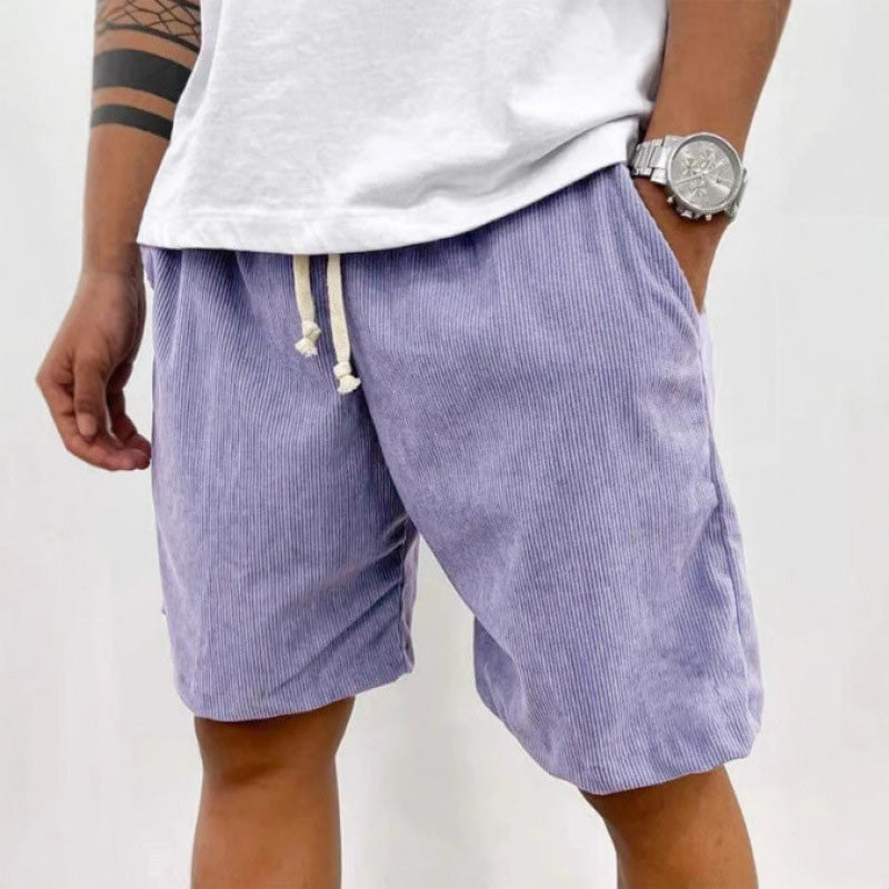 Men's lace-up corduroy athletic shorts